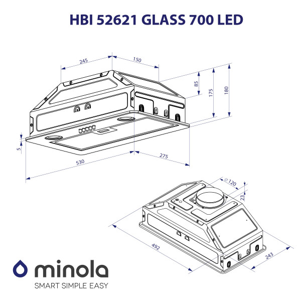 Фото - Вытяжка встраиваемая Minola HBI 52621 WH GLASS 700 LED