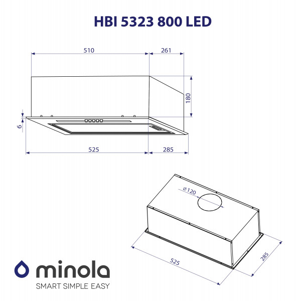 Фото - Вытяжка встраиваемая Minola HBI 5323 BL 800 LED