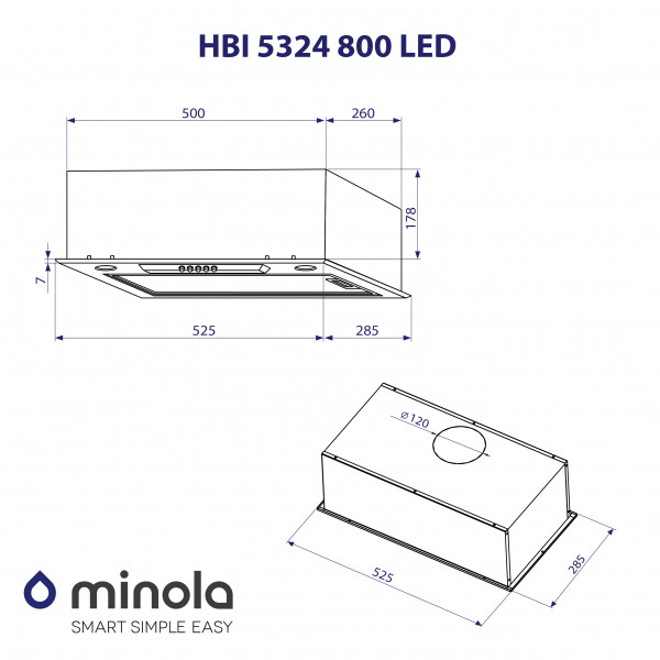 Фото - Витяжка вбудована Minola HBI 5324 I 800 LED