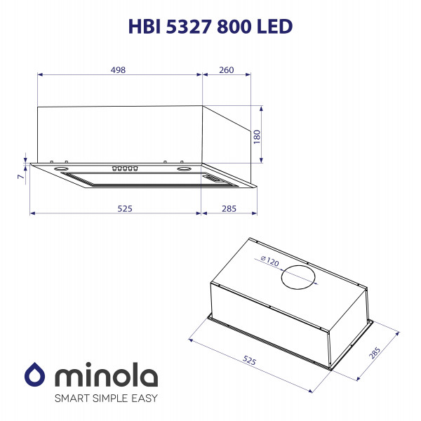 Фото - Витяжка вбудована Minola HBI 5327 BL 800 LED