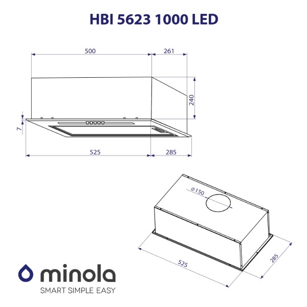 Фото - Витяжка вбудована Minola HBI 5623 WH 1000 LED