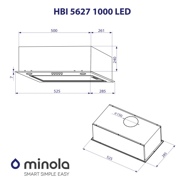 Фото - Вытяжка встраиваемая Minola HBI 5627 GR 1000 LED