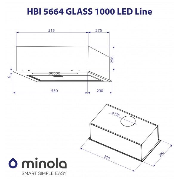 Фото - Вытяжка встраиваемая Minola HBI 5664 WH GLASS 1000 LED Line
