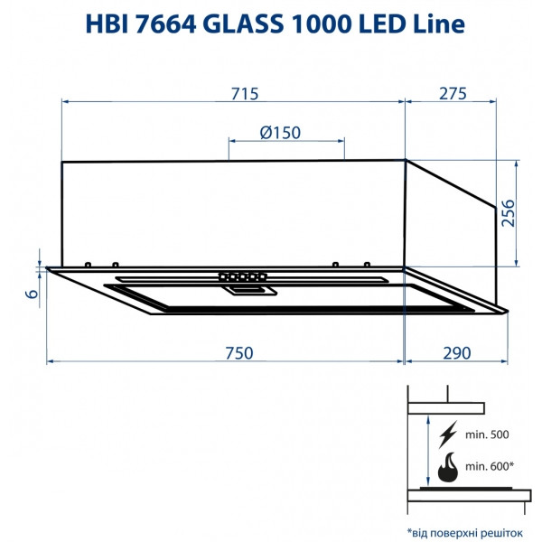 Фото - Вытяжка встраиваемая Minola HBI 7664 BL GLASS 1000 LED Line