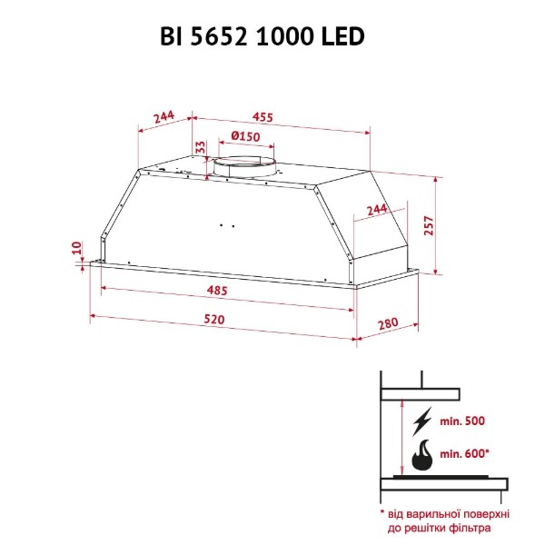 Фото - Витяжка вбудована Perfelli BI 5652 WH 1000 LED