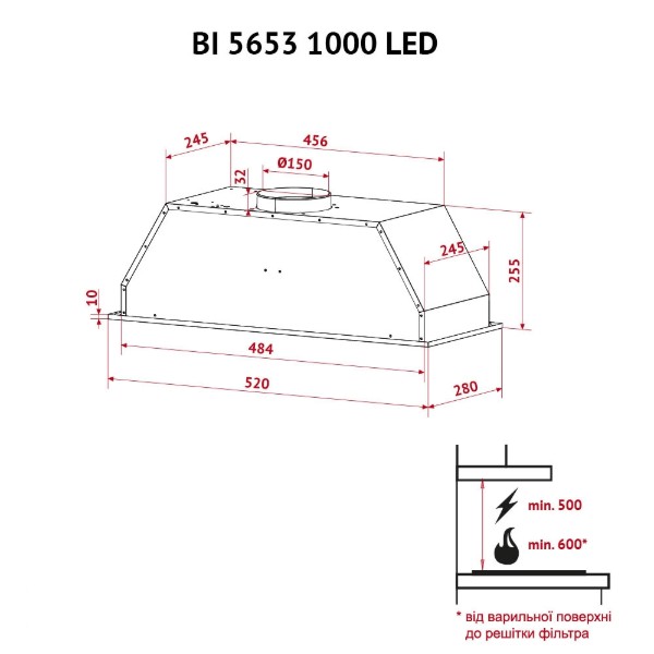 Фото - Витяжка вбудована Perfelli BI 5653 WH 1000 LED