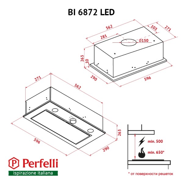 Фото - Вытяжка встраиваемая Perfelli BI 6872 I LED