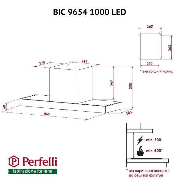 Фото - Вытяжка встраиваемая Perfelli BIC 9654 I 1000 LED
