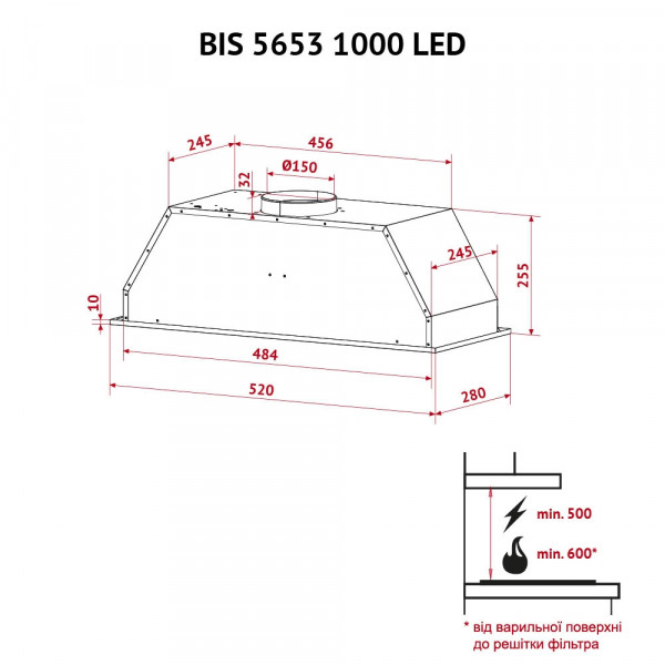 Фото - Вытяжка встраиваемая Perfelli BIS 5653 I 1000 LED