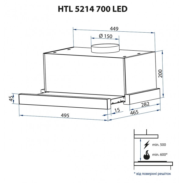 Фото - Витяжка вбудована Minola HTL 5214 WH 700 LED