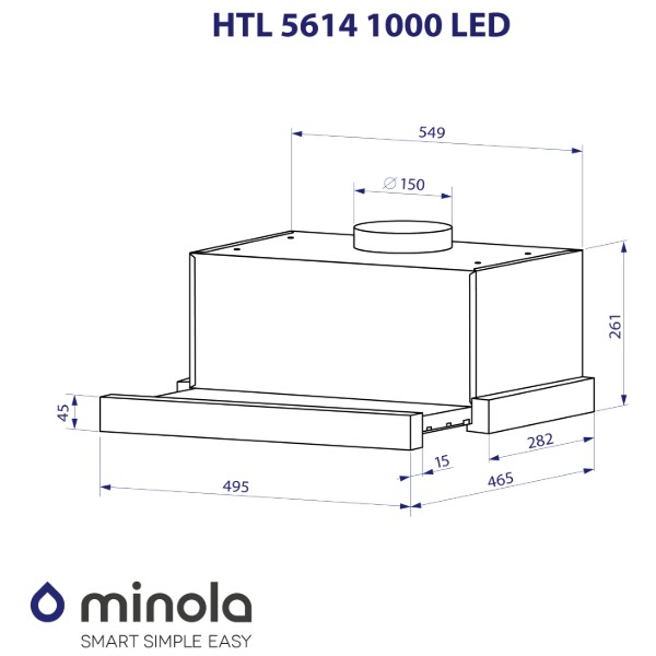 Фото - Вытяжка встраиваемая Minola HTL 5614 WH 1000 LED