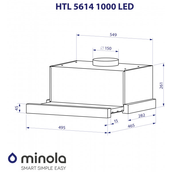 Фото - Витяжка вбудована Minola HTL 5614 BLF 1000 LED
