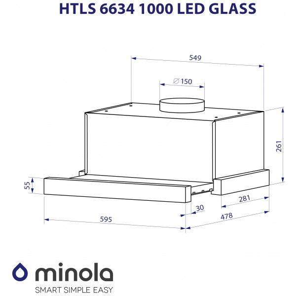 Фото - Витяжка вбудована Minola HTLS 6634 BLF 1000 LED GLASS
