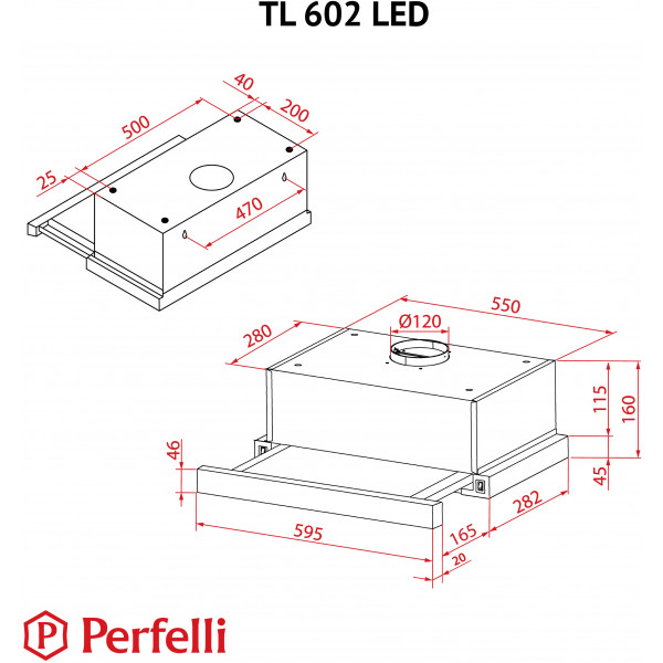 Фото - Витяжка вбудована Perfelli TL 602 WH LED