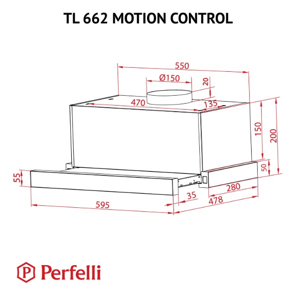 Фото - Витяжка вбудована Perfelli TL 662 BL Motion Control