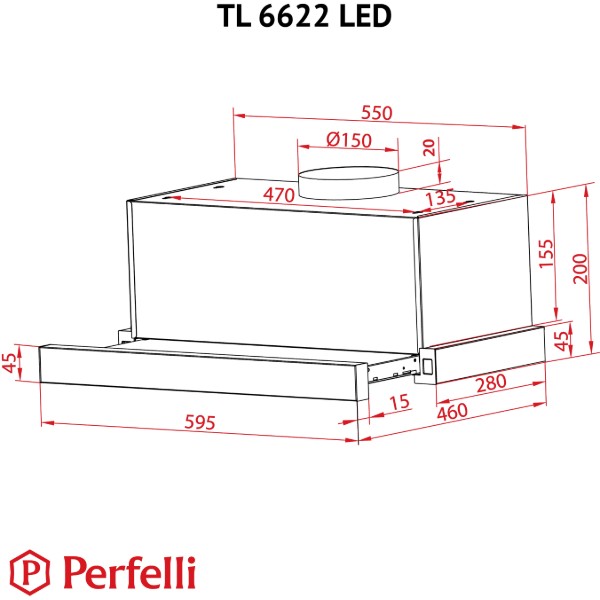 Фото - Вытяжка встраиваемая Perfelli TL 6622 BL 1000 LED