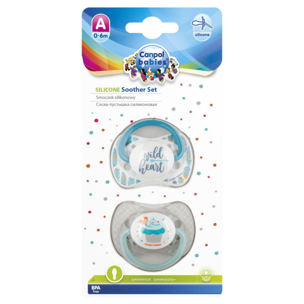 Фото - Симетрична пустушка Canpol babies 0-6 міс 2 шт. сіра (23/954_grey)