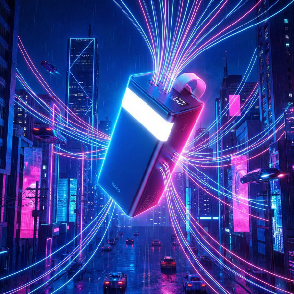 Фото - Батарея мобильная HOCO J86 Powermaster PD20W+QC+LCD+Lamp 40000 mAh Black (714737)