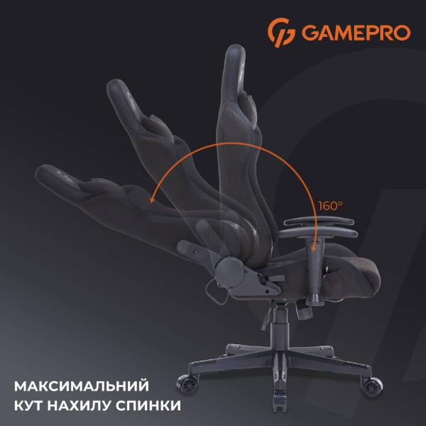 Фото - Кресло для геймеров GamePro RGB Size L Fabric Black (GC700FB)