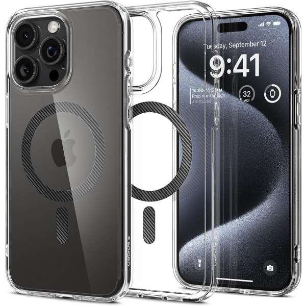 Фото - Чохол для смартфону Spigen for Apple iPhone 15 Pro Ultra Hybrid MagFit, Carbon Fiber (ACS06717)