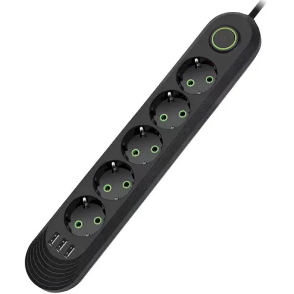 Фото - Мережевий фільтр Voltronic F05U 5 розеток EU + 3 USB 1.5 м Black Фото - Мережевий фільтр Voltronic F05U 5 розеток EU + 3 USB 1.5 м Black