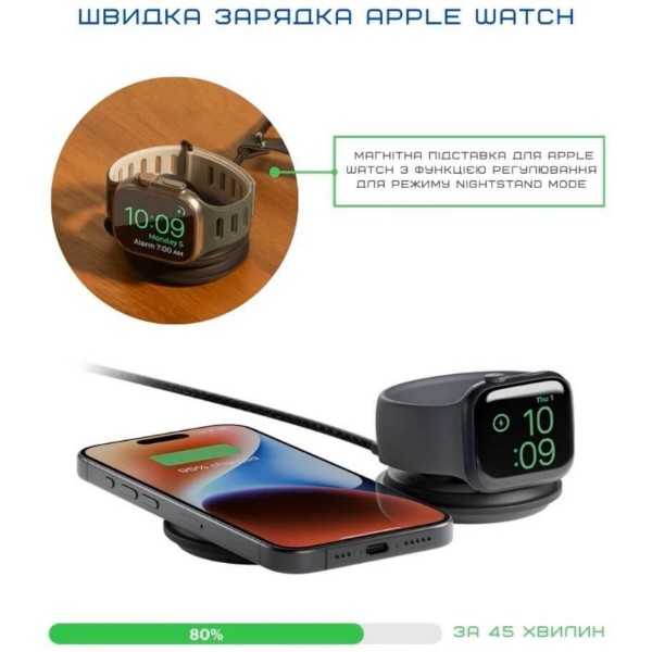 Фото - Беспроводное зарядное устройство Native Union Voyage 2-in-1 Qi2 Wireless Charger Black (VOY-2IN1-WL-BLK)