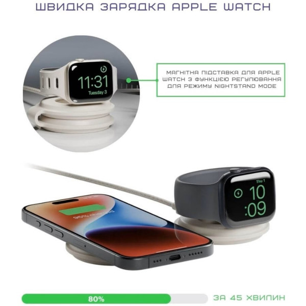 Фото - Беспроводное зарядное устройство Native Union Voyage 2-in-1 Qi2 Wireless Charger Sandstone (VOY-2IN1-WL-SAN)