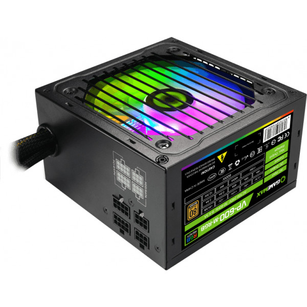 Фото - Блок питания для ПК Gamemax ATX 600W,RGB,APFC, 12см вент,80+ (VP-600-M-RGB)
