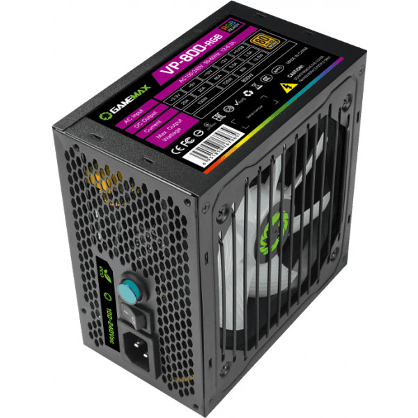 Фото - Блок питания для ПК Gamemax ATX 800W,RGB,box, APFC, 12см,80+ (VP-800-RGB)