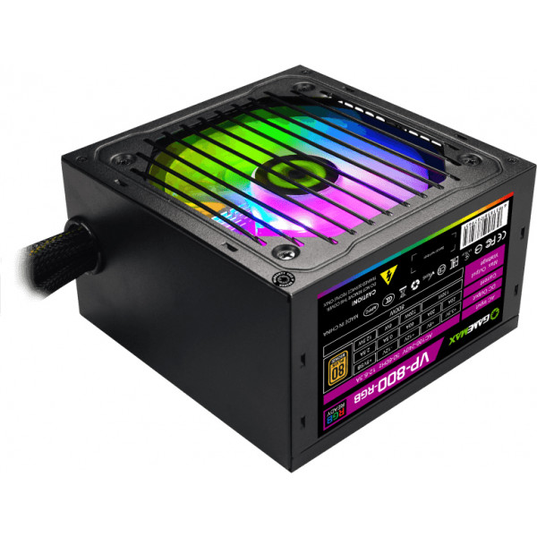 Фото - Блок питания для ПК Gamemax ATX 800W,RGB,box, APFC, 12см,80+ (VP-800-RGB)