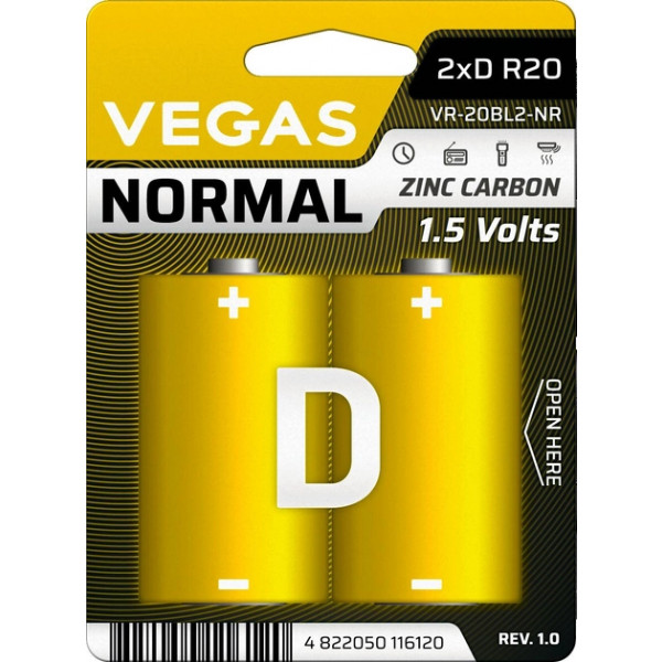 Фото - Батарейка тип D (LR-20) Vegas VR-20BL2-NR