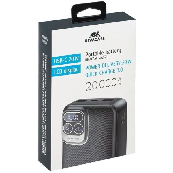Фото - Батарея мобильная RIVACASE 20000 mA QC/PD 22,5 Вт (VA2521 Black)