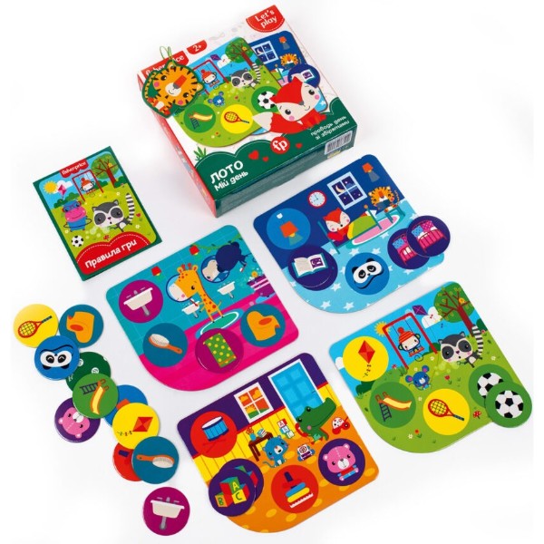 Фото - Настільна гра (3-4 роки) Vladi Toys "Fisher Price. Лото. Мій день" коробці (укр) (VT2910-02)