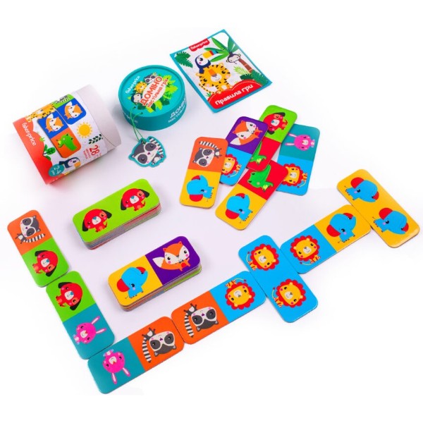 Фото - Настільна гра (3-4 роки) Vladi Toys "Fisher Price. Доміно"  в тубусі (укр) (VT2910-03)
