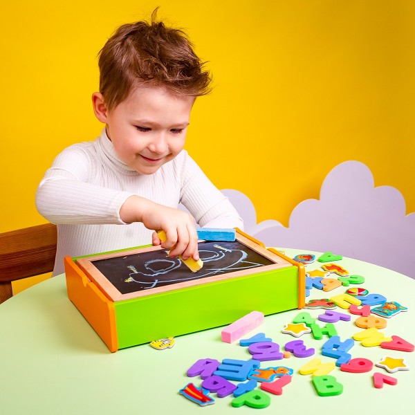 Фото - Настільна гра (5-7 років) Vladi Toys 2 в 1 "Абетка та математика" в дерев'яній коробці  (укр) (VT5411-17)