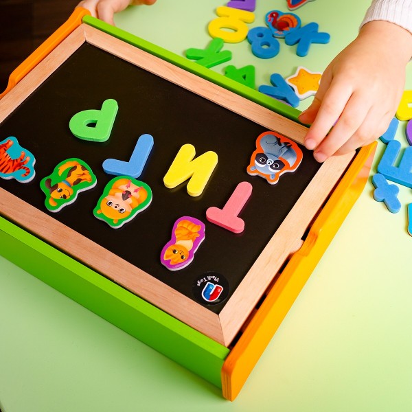 Фото - Настільна гра (5-7 років) Vladi Toys 2 в 1 "Абетка та математика" в дерев'яній коробці  (укр) (VT5411-17)