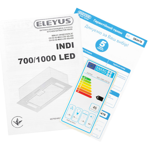 Фото - Витяжка вбудована ELEYUS INDI 1000 LED 52 BL