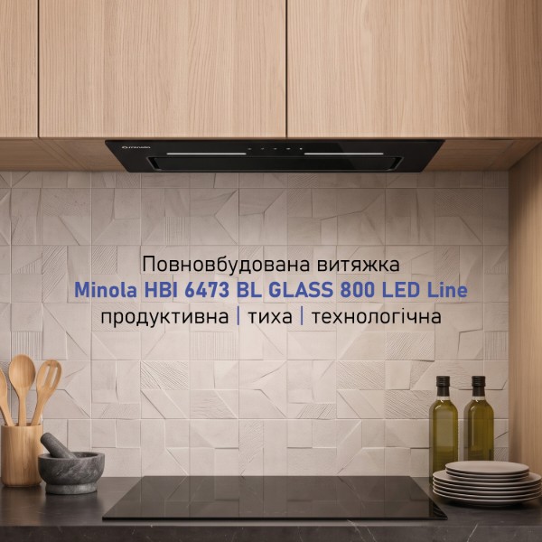 Фото - Витяжка вбудована Minola HBI 6473 BL GLASS 800 LED Line