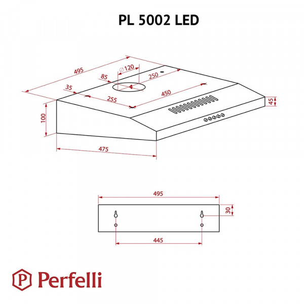 Фото - Вытяжка традиционная Perfelli PL 5002 I LED