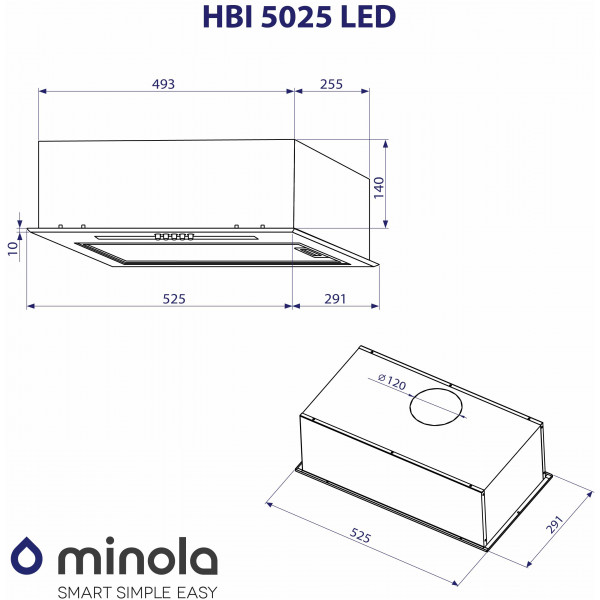 Фото - Витяжка вбудована Minola HBI 5025 BL LED