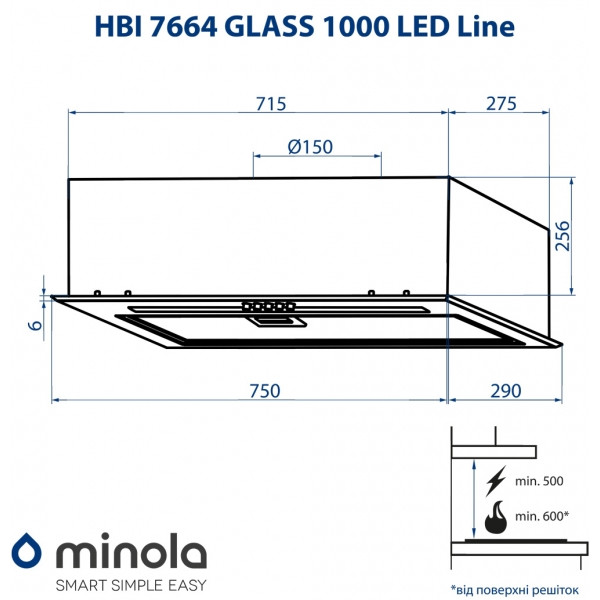 Фото - Вытяжка встраиваемая Minola HBI 7664 WH GLASS 1000 LED Line