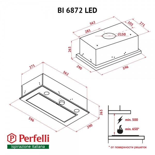Фото - Вытяжка встраиваемая Perfelli BI 6872 WH LED