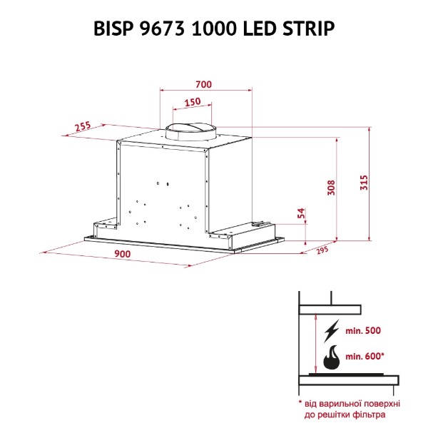 Фото - Вытяжка встраиваемая Perfelli BISP 9673 WH 1000 LED Strip