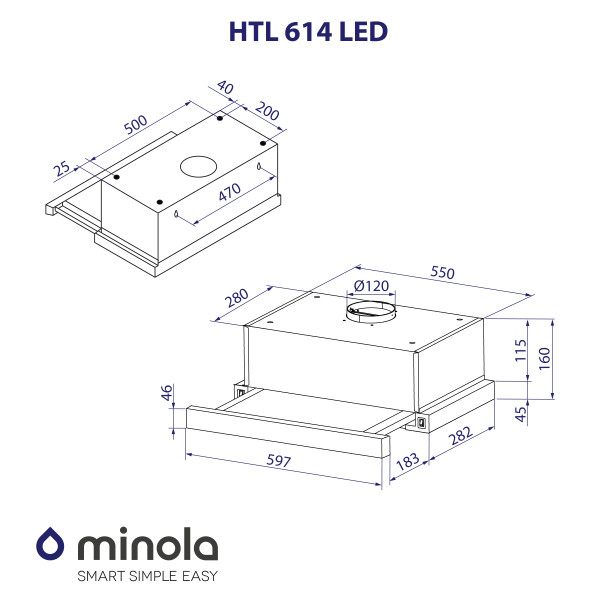Фото - Витяжка вбудована Minola HTL 614 I LED