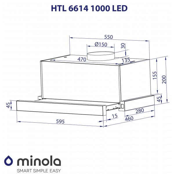 Фото - Витяжка вбудована Minola HTL 6614 WH 1000 LED