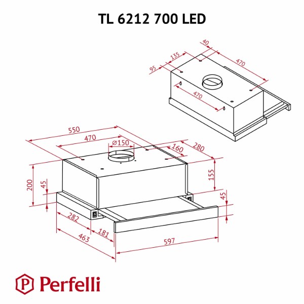 Фото - Вытяжка встраиваемая Perfelli TL 6212 Full BL 700 LED