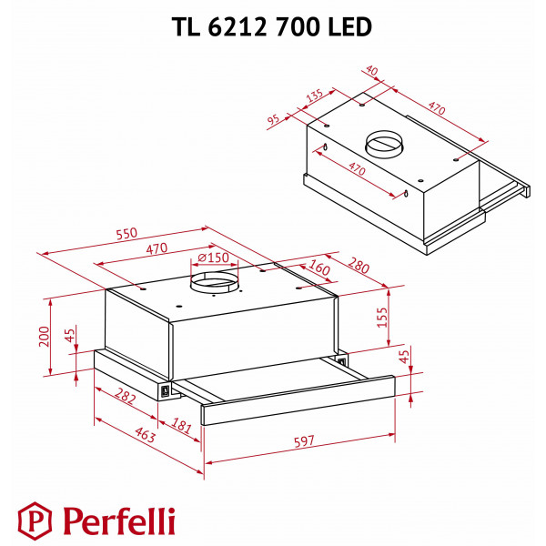 Фото - Вытяжка встраиваемая Perfelli TL 6212 I 700 LED