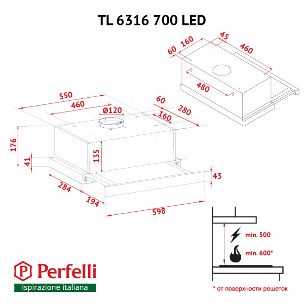 Фото - Вытяжка встраиваемая Perfelli TL 6316 BL 700 LED