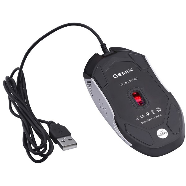 Фото - Миша дротова ігрова Gemix W100+килим