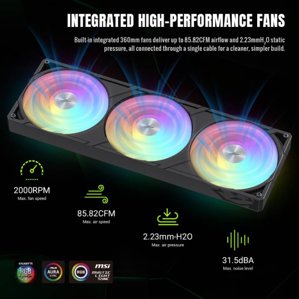 Фото - Процесорний кулер Gamemax GLACIER 360 LCD BK